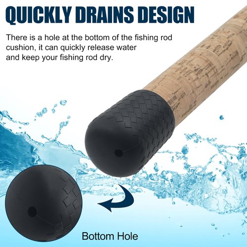 SILANON Fishing Rod Butt Cushion, Silicon Fishing Rod Butt Cap End Pole Seat Cushions Protector Pole Holder Accessory Black
