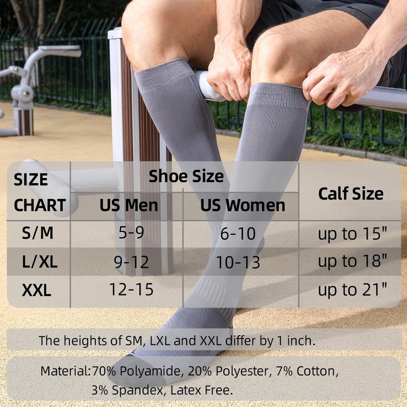 3 Pairs Easy On/Off Compression Socks - 15-20 mmHg Moderate Support Socks with Cushioned Sole and Seamless Toe