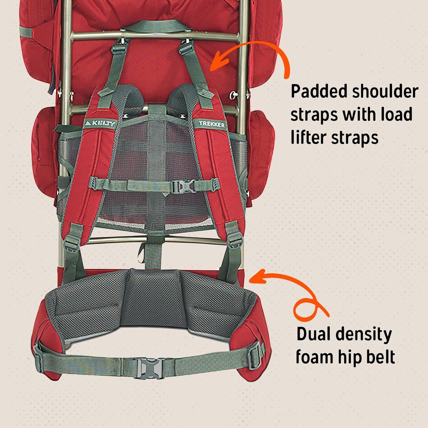 Trekker 65 Backpack by Kelty - Garnet Red, Lightweight & Durable Hiking Gear