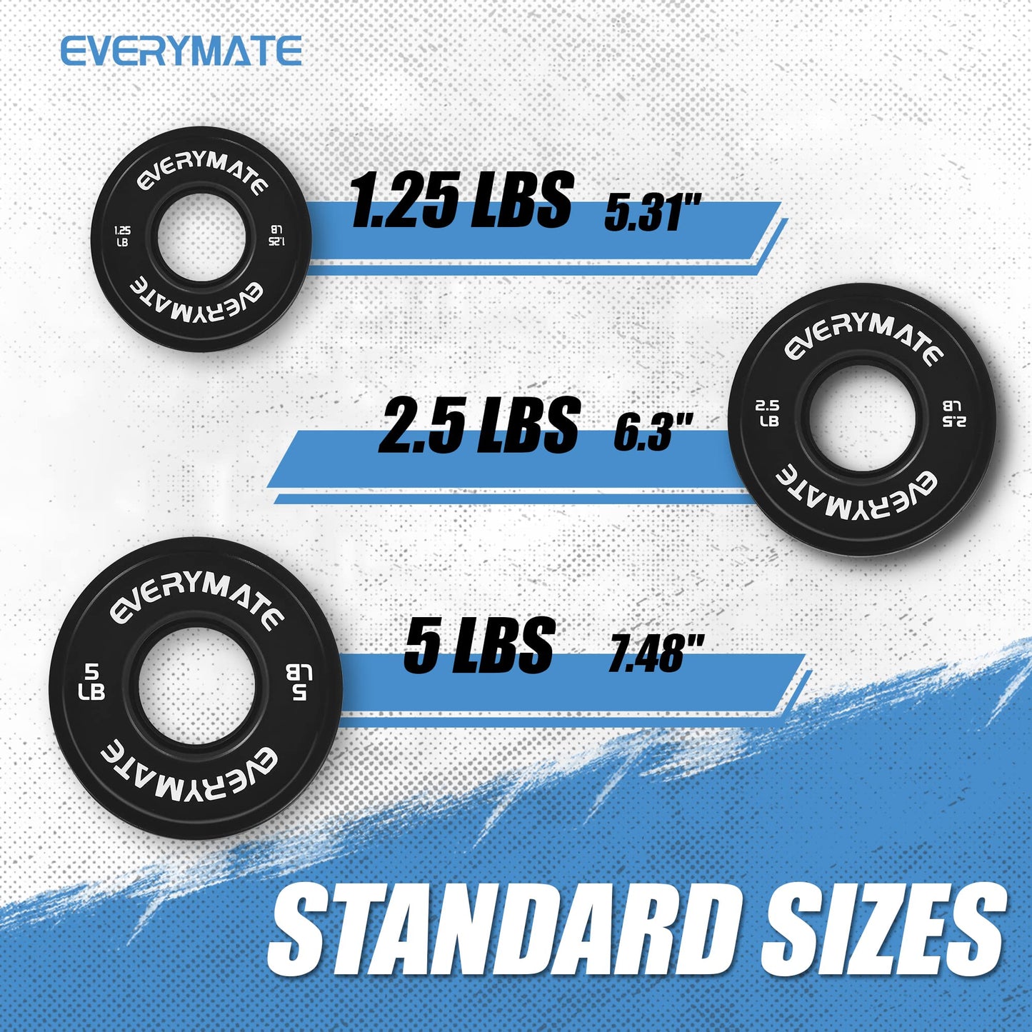 EVERYMATE Black Change Weight Plates 1.25LB Set Fractional Plate Olympic Bumper Plates for Cross Training Bumper Weight Plates Steel Insert Strength Training Weight Plates