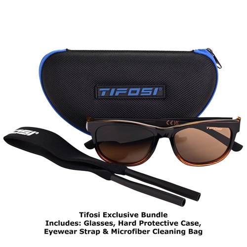 Tifosi Optics Swank Sunglasses Bundle with Case and Eyewear Straps (Brown Fade/Brown)