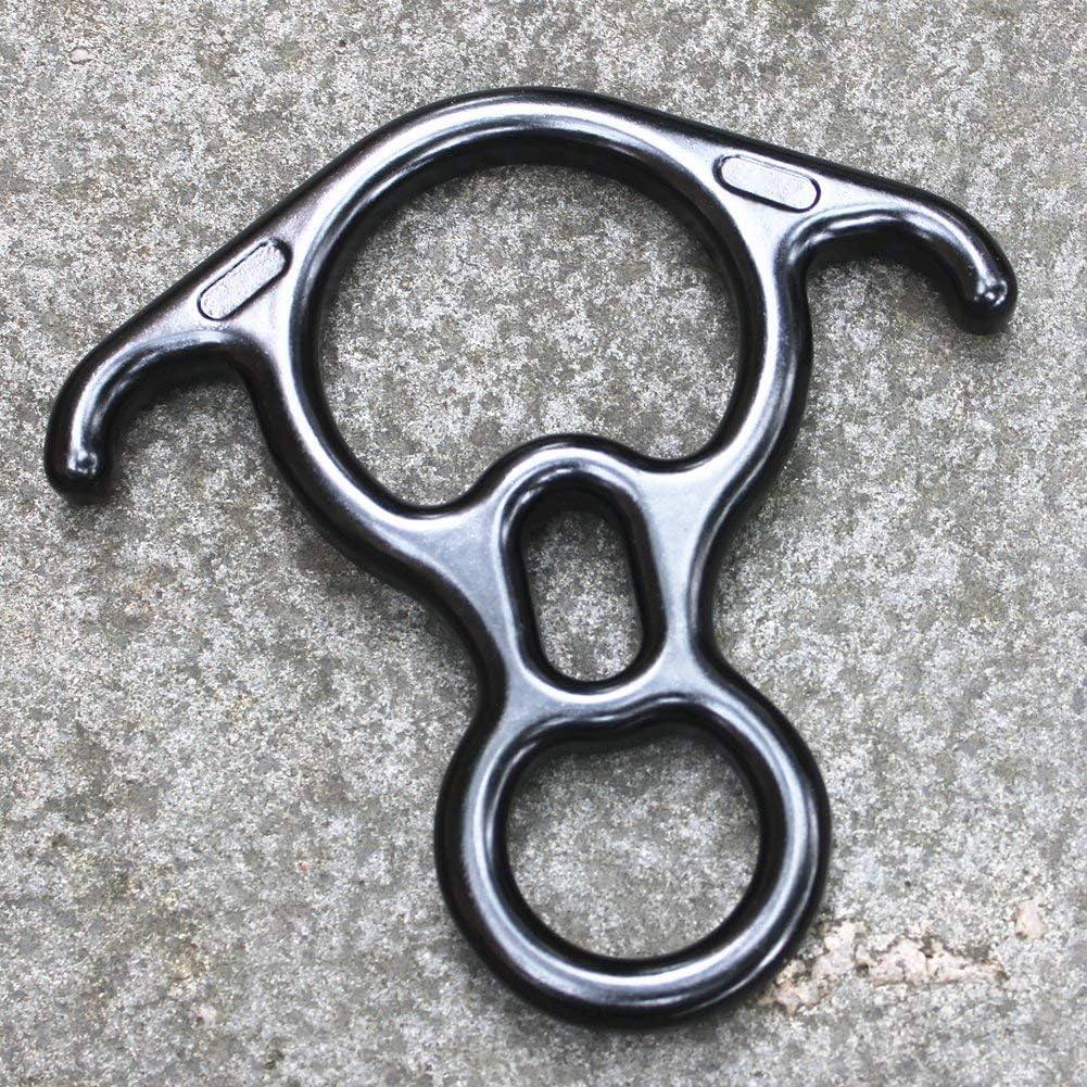 PROND Terminal 8 Descender, Rescue Figure 8 Descender with Lock Off Ears, 50KN Aluminum Alloy Bent-Ear Descender for Climbing Rescuing Or Escaping Descender, Climbing Belay & Rappel Equipment