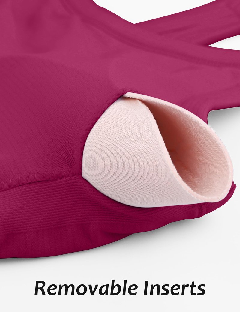 MathCat Workout Tank Tops for Women with Built in Bra, Sleeveless Gym Tops Seamless Racerback Athletic Yoga Shirts Magenta Purple
