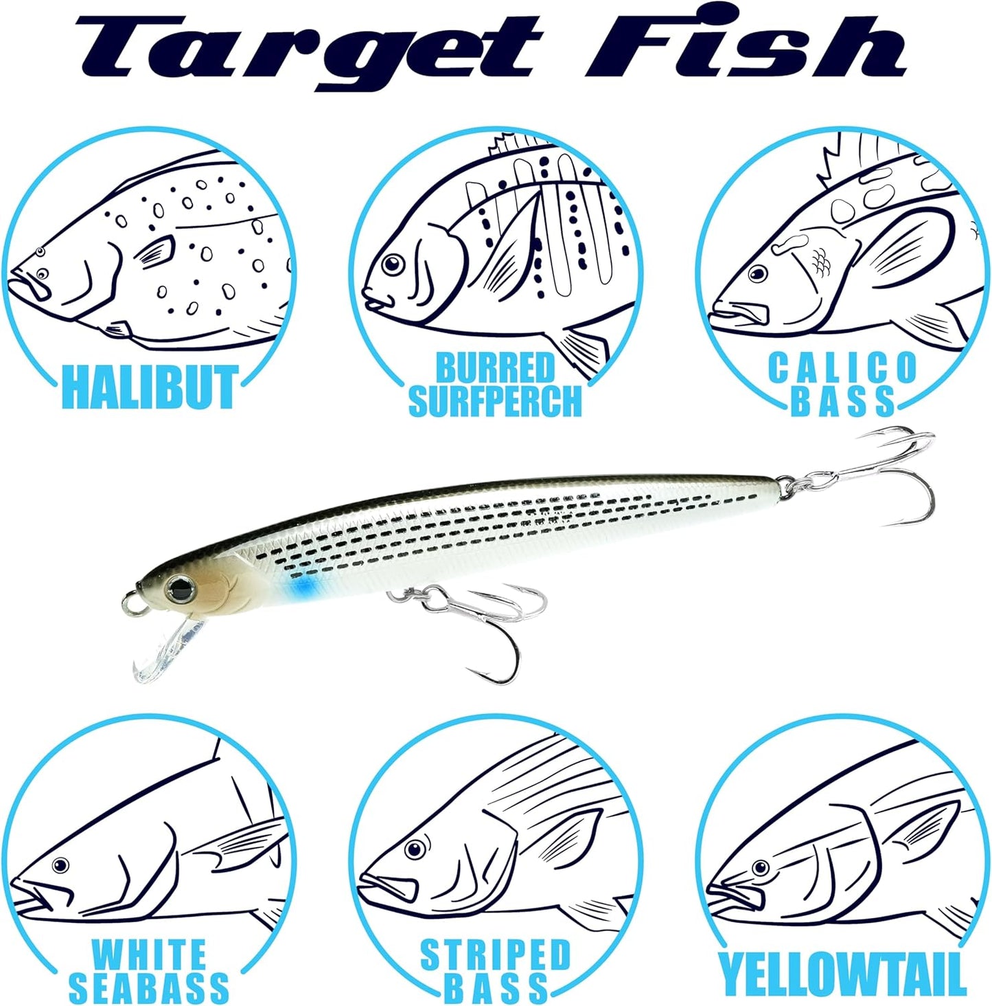 LUCKY CRAFT FlashMinnow 130MRS, Saltwater Surf Fishing Lures, Jerkbait, Halibut, Surf Perch, Calico Bass, White Seabass, Striped Bass, Sinking, Fishing Gear, Fishing Accessories, Fishing Tackle