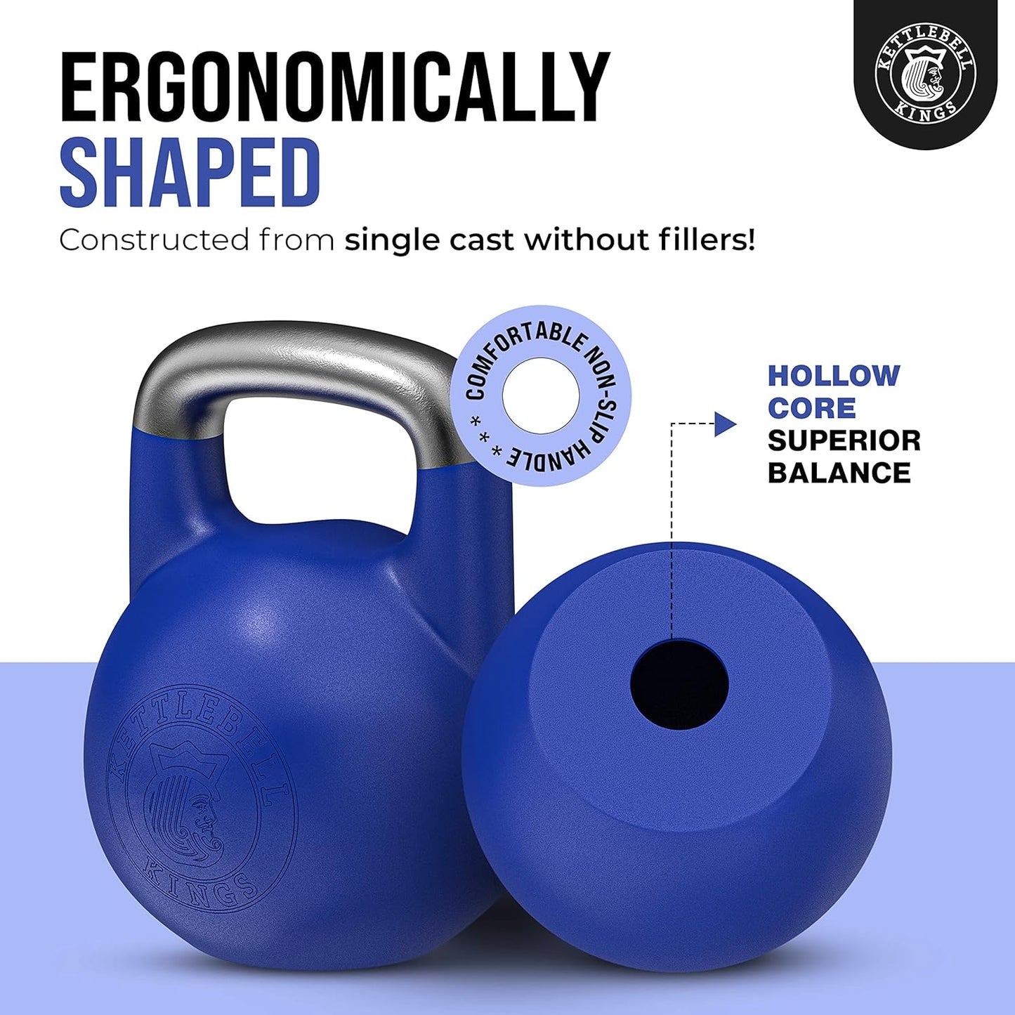 Kettlebell Kings Competition Kettlebells Weight (35mm handle) 8-48 KG | Hand weights Workout Gym Equipment & Strength training sets for Women & Men for Home Gym | Suitable for High Repetition Workouts