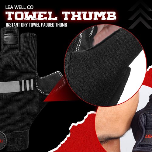 LEA WELL CO Workout Gloves! Premium Grip, Wrist Support, and Comfort. Weight Lifting Gloves for Men and Women for Bodybuilding, Gym Training and Exercise (Black, X-Large)