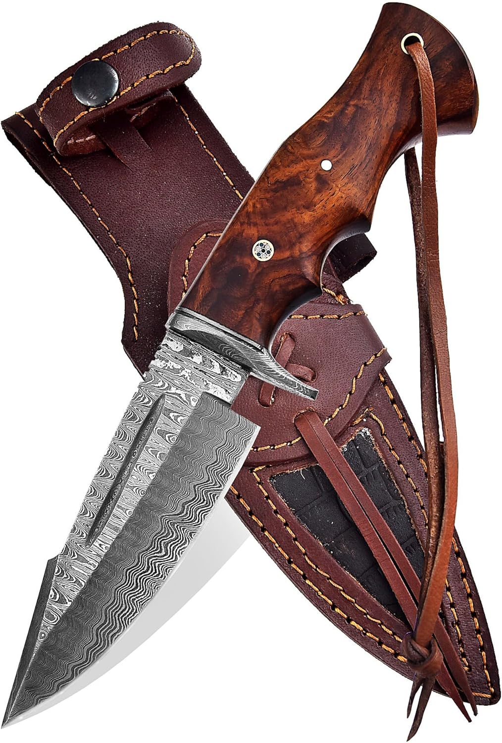 Poshland TR-1168 Custom Handmade Damascus Steel 10 Inches Tracker Knife - Perfect Grip Black Micarta Handle
