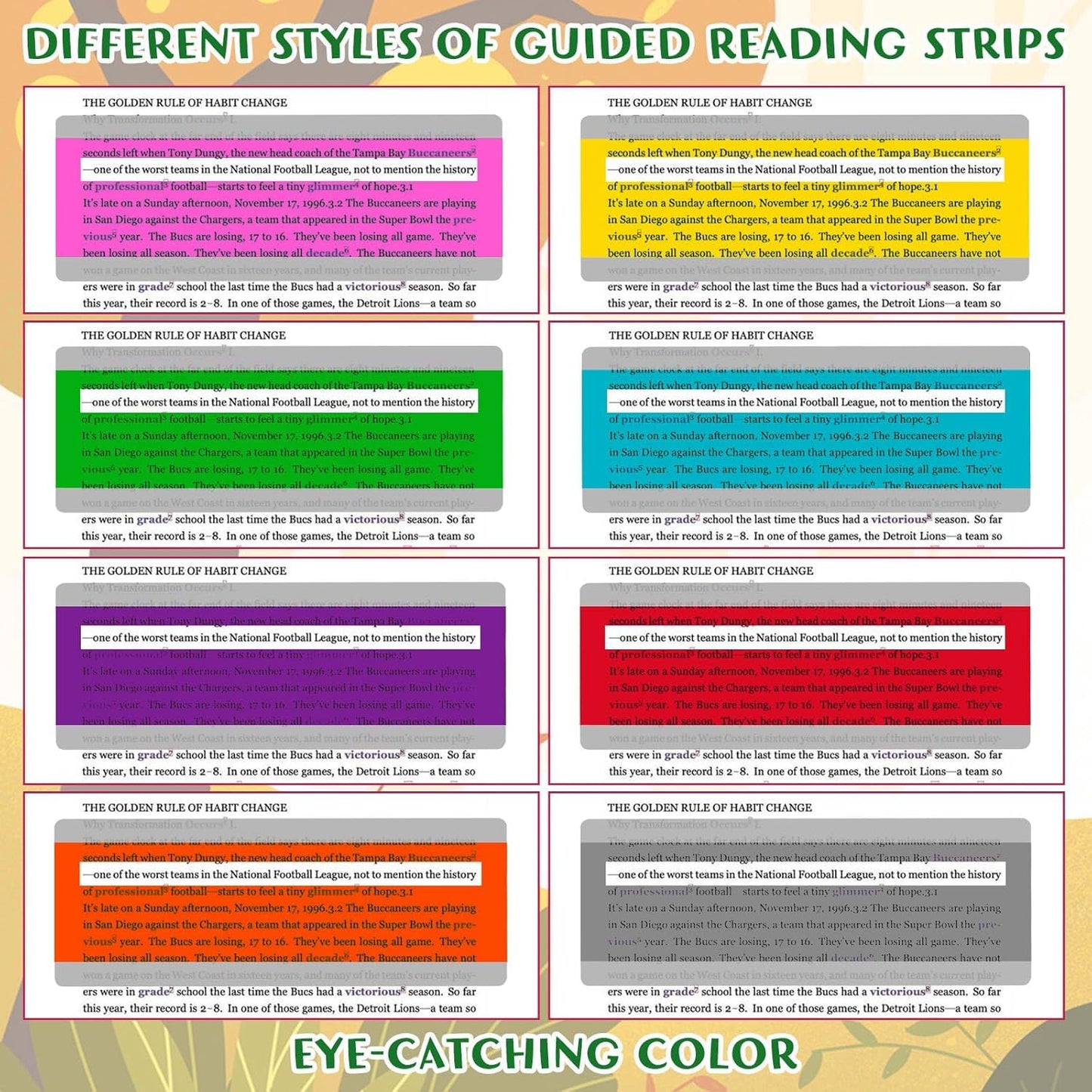 16 Pieces Guided Reading Strips Colored Highlight Strips Overlays Reading Bookmark Reading Line Trackers for Kids Dyslexia Reading Strips Student Reading Tools (Mixed Colors)