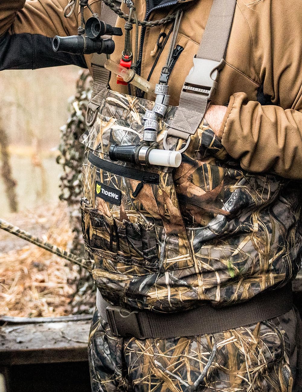 TIDEWE Breathable Insulated Chest Wader with Boot Hanger, 1600G Insulation Waterproof Hunting Wader with Steel Shank Boots, 200 Insulated Liner Next Camo Evos Camo Hunting Fishing Wader Size 12
