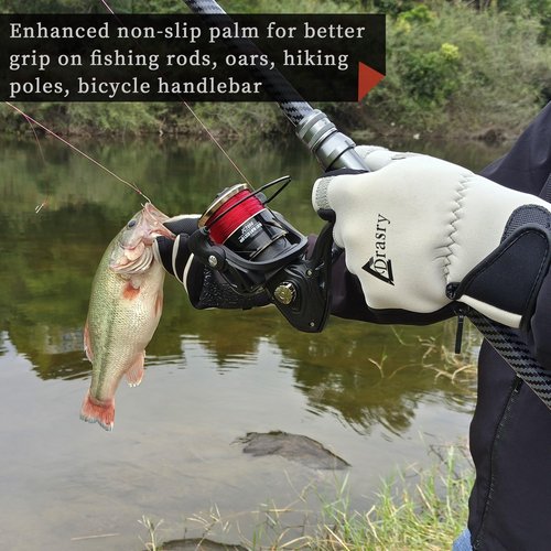 Drasry Neoprene Ice Fishing Gloves Touchscreen 3 Cut Fingers Warm Cold Weather Suitable for Men and Women Fly Fishing Photography Motorcycle Running Shooting (Blue/Black XL)