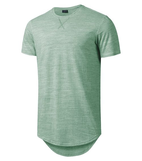 Mens Longline Gym Muscle Bodybuilding Tshirts Hipster Reflective Line Scallop Crewneck Tees Shirts Tops