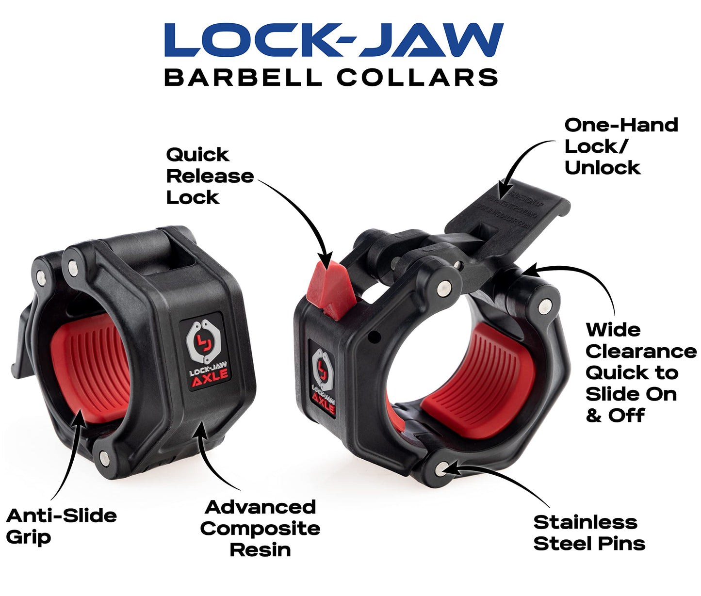 Lock-Jaw PRO 2 AXLE Collar for 1.9" specialty bars (Black)