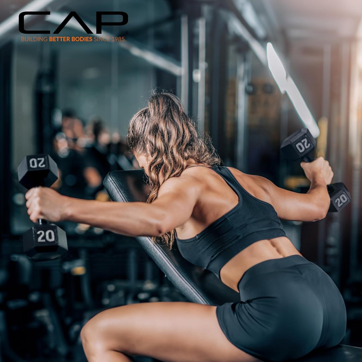 CAP Barbell Black Cast Iron Hex Dumbbell | 5-120 LBs | Single or Pair