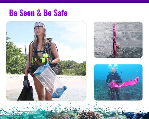 Aquatic Hunt 6ft Safety Sausage/Surface Marker Buoy (SMB) – 6ft x 6in High-Visibility Buoy with Reflective Tape, Easy Empty Dump Valve, 2-Way Fill, 20 lb Lift Capacity (Yellow)
