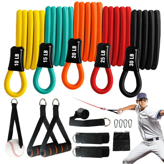JWHOO Baseball Bands, 16 Pcs, Highly Elastic & Durable Arm Bands, Resistance Trainer with Interchangeable Grips, Ideal for Training, Warm-Ups & Learning