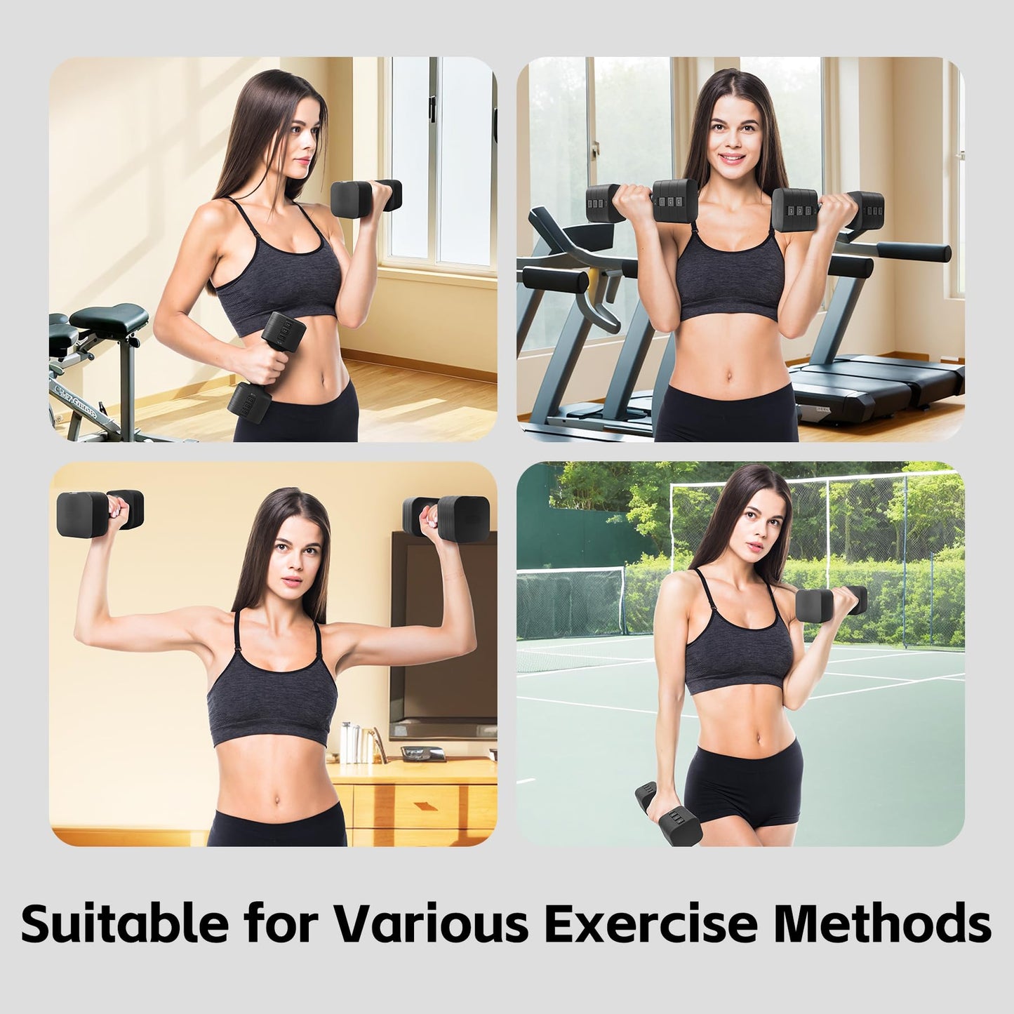20LBS Adjustable Dumbbell Set, 4 in 1 Free Weights Dumbbells Set for,4lb 6lb 8lb 10lb, with Metal Non Slip Handle,Quick Change,Home Gym Strength Training Equipment for Men and Women