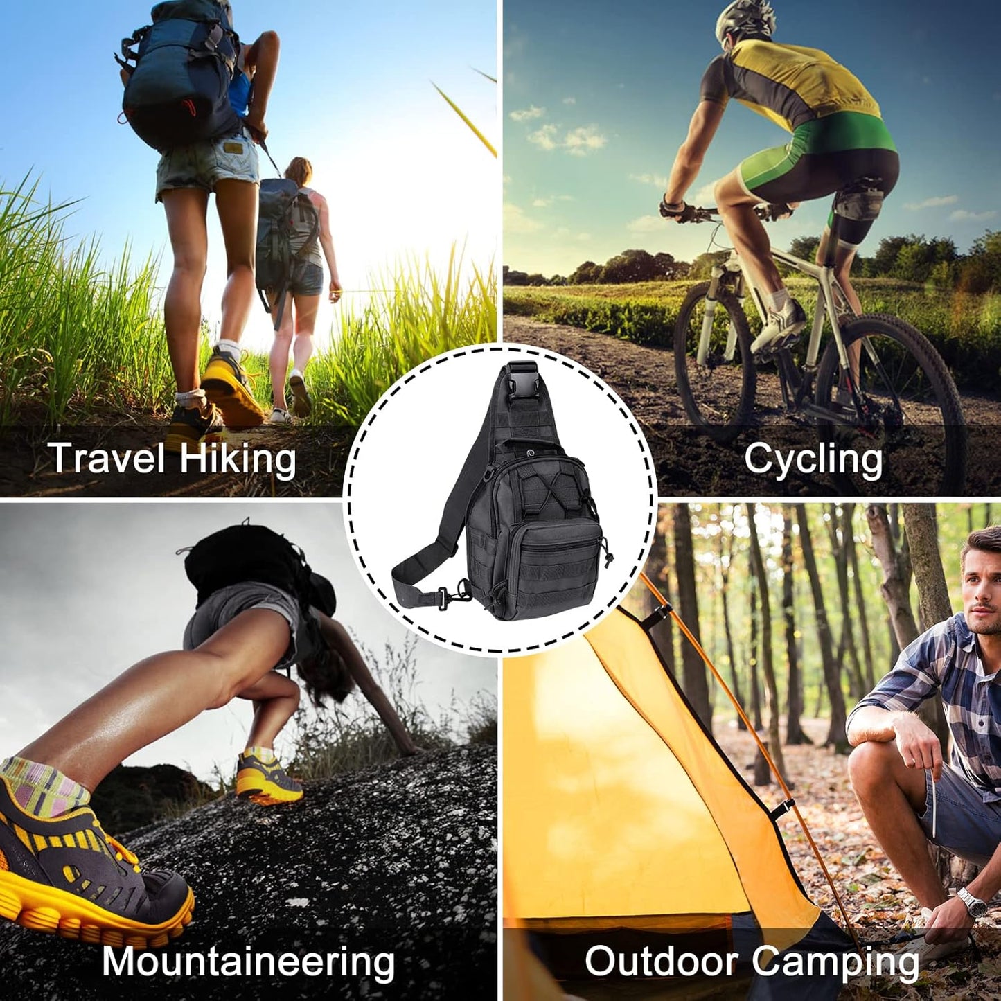 Qcute Tactical Backpack, Waterproof Military Cross-body Molle Sling Shoulder Backpack Chest Bag for Outdoor Every Day Carry