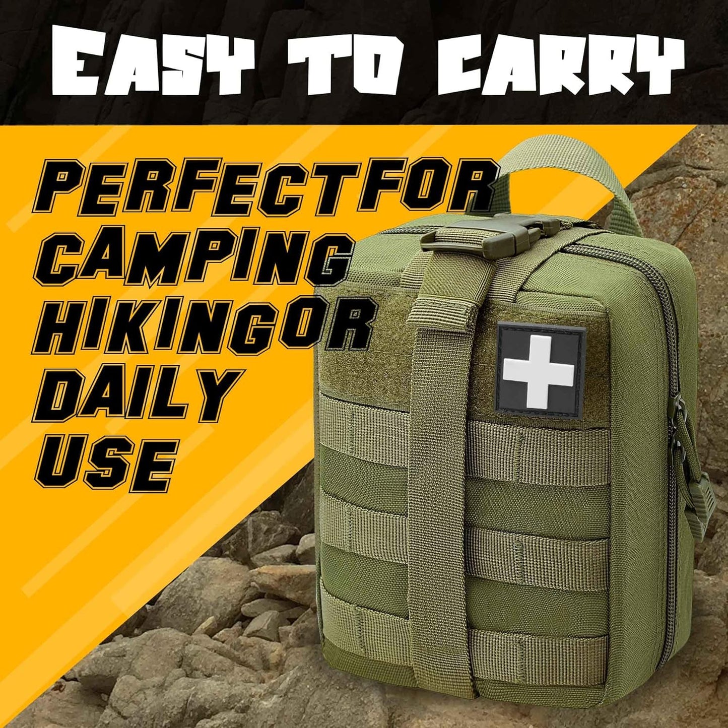 1000D Molle Ifak Pouch Rip Away, Tactical Tear Away Medical Pouch Empty, Military First Aid Pouch Bag Only for Camping Hiking Travel