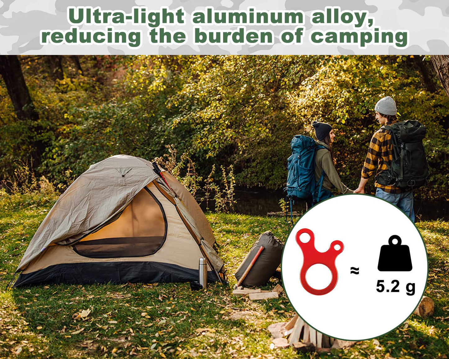 DS. DISTINCTIVE STYLE Aluminum Guyline Tensioner 20 Pieces Rope Tensioner for Outdoor Tent Camping Accessories