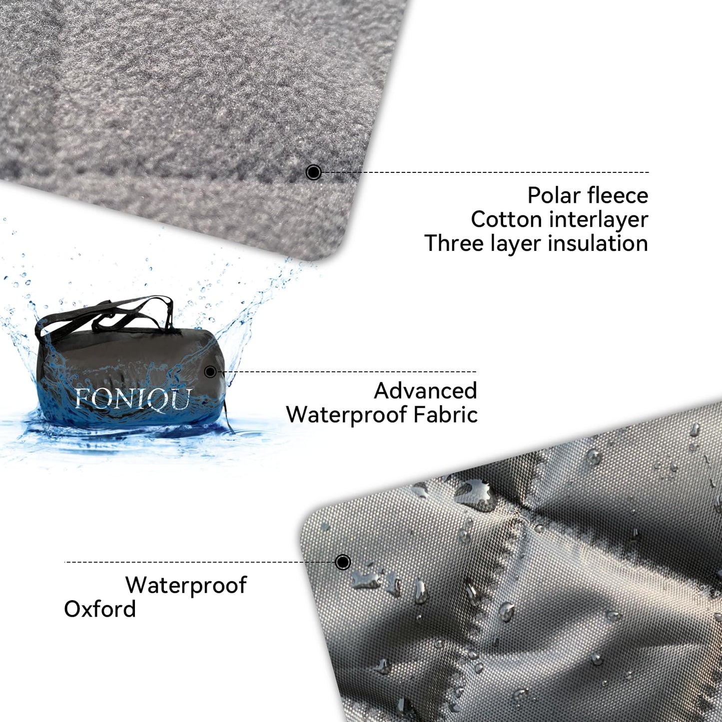 FONIQU Waterproof Camping Blanket for Cold Weather, Extra Thick Fleece Stadium Blanket with Hood, Sports Outdoor Blankets for Concerts, Camping, Car, Picnic - Machine Washable 78 "x 57"