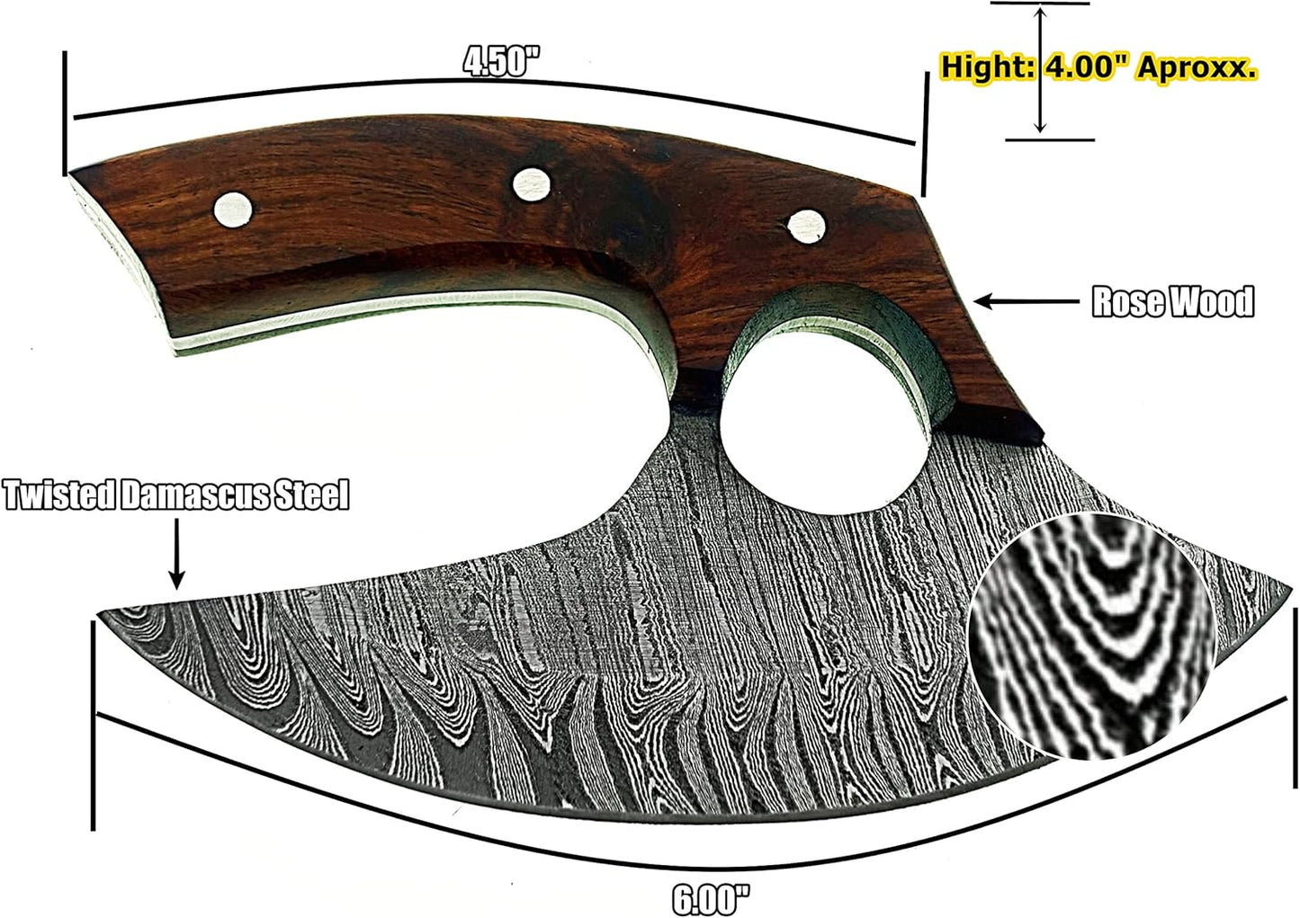 TTC-111 Custom Handmade Ulu kitchen Knife -Wood Handle (TTC-111)