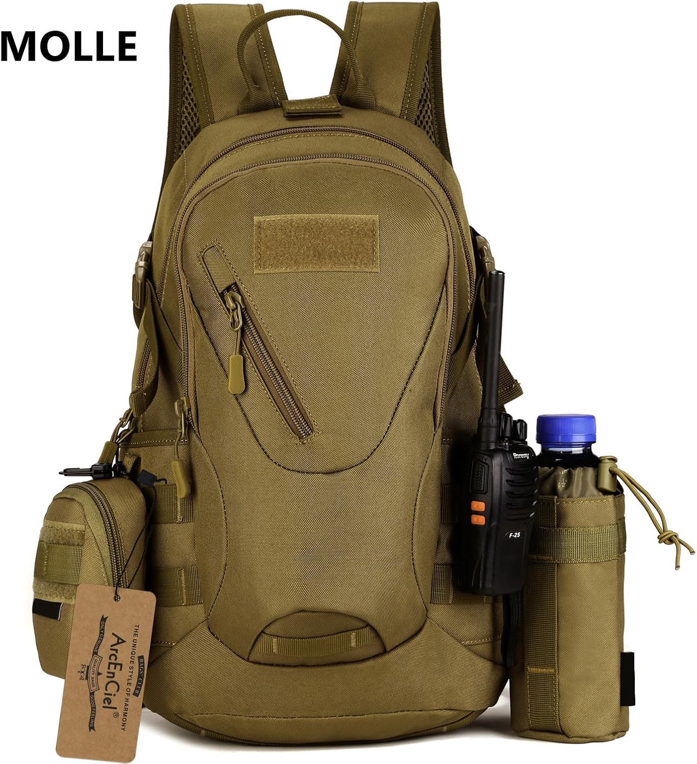 ArcEnCiel 15L Motorcycle Backpack Tactical Bag Rucksacks for Outdoor Camping Trekking Hunting with Patch