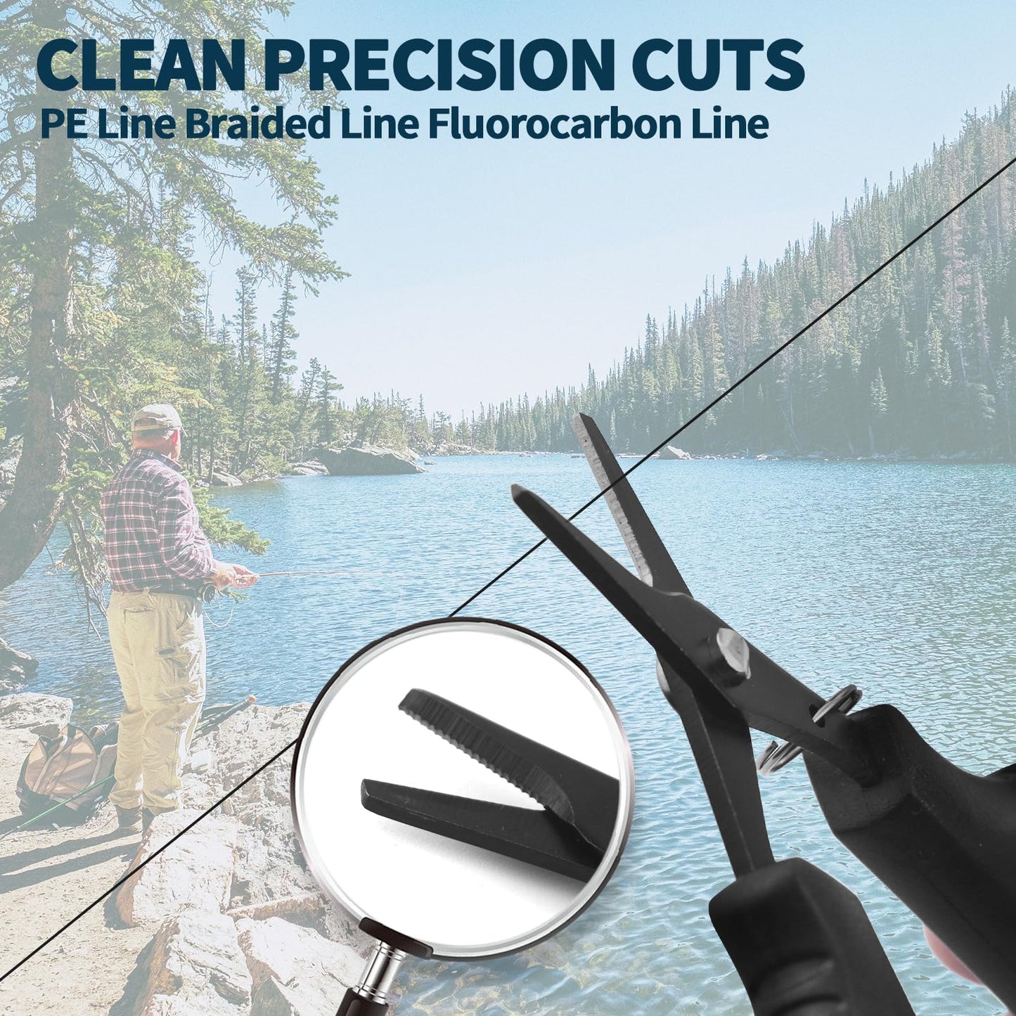 2 PCS Fishing Scissors with Retractable Buckles, Fishing Line Cutter for Braided Line, Cutter Stainless Steel with Teflon Coated Fishing, Fishing Accessories Tools for Saltwater Freshwater
