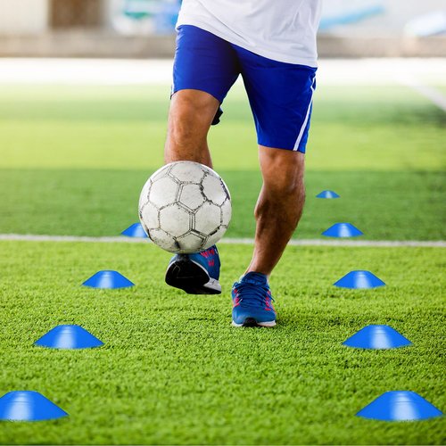 Vertintong Agility Training Poles Equipment Soccer Training Equipment Includes 4 Pcs 5ft Soccer Training Poles 13 ft Agility Ladder 10 Soccer Disc Cones with Black Bag for Speed Training(Blue)