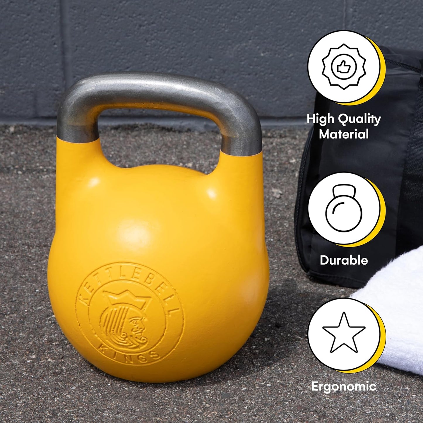Kettlebell Kings Competition Kettlebells Weight (35mm handle) 8-48 KG | Hand weights Workout Gym Equipment & Strength training sets for Women & Men for Home Gym | Suitable for High Repetition Workouts