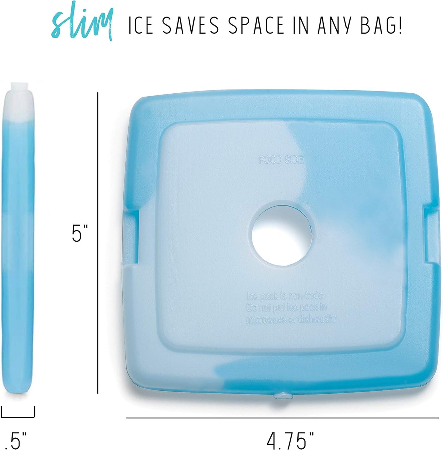 Cool Coolers By Fit & Fresh 4 Pack Slim Ice Packs, Quick Freeze Space Saving Reusable Ice Packs for Lunch Boxes or Coolers, Multi Colored, Single Pack