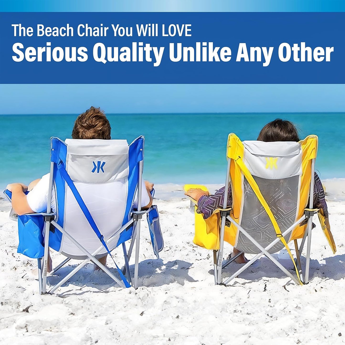 Kijaro Beach Sling Chair with Cooler Pocket - Various Fun Colors & Patterns - Perfect Beach Folding Chair and Camping Chair - Includes a Detachable Pillow