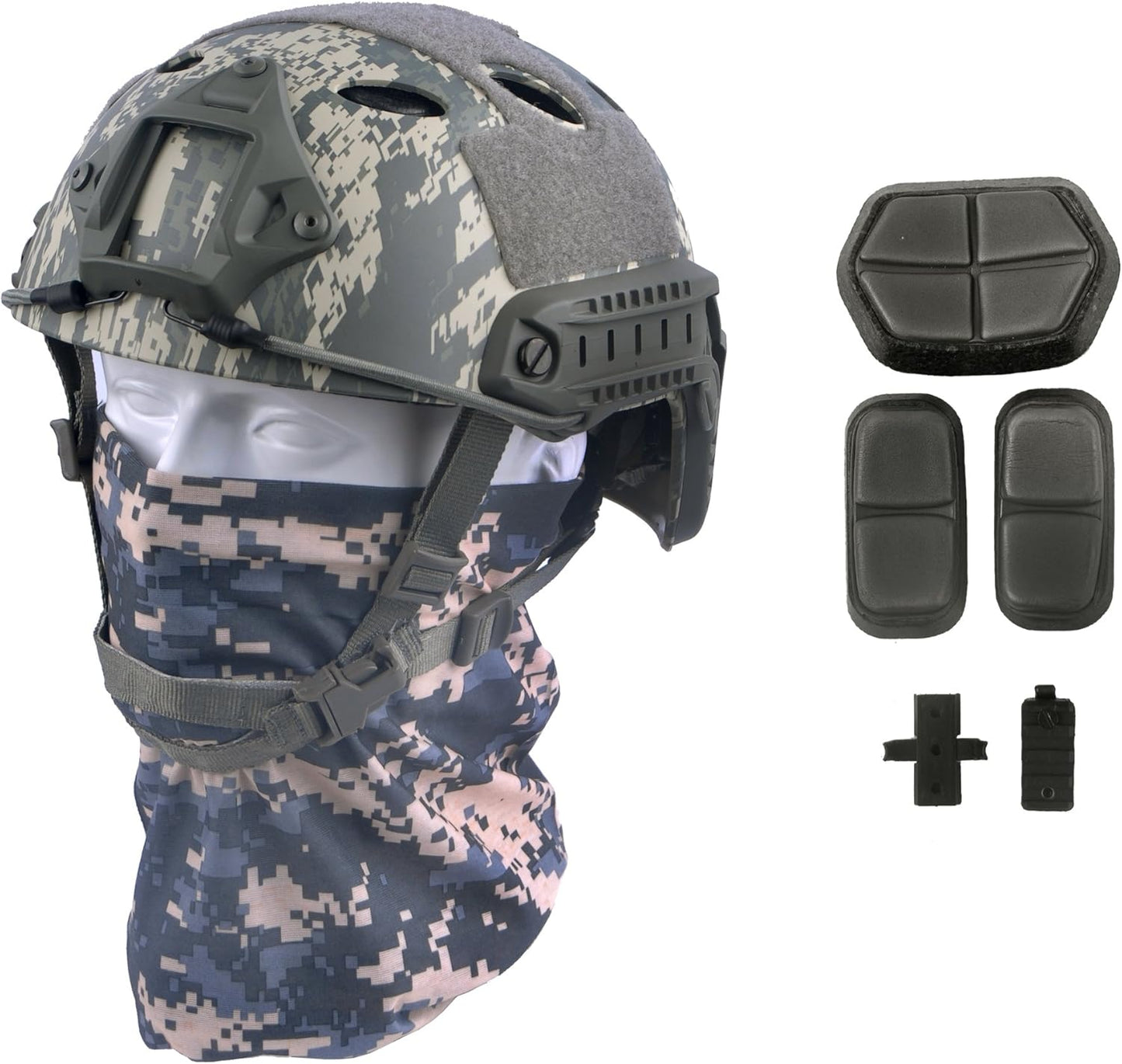 LOOGU Fast BJ Base Jump Tactical Helmet for Airsoft with 12-in-1 Headwear