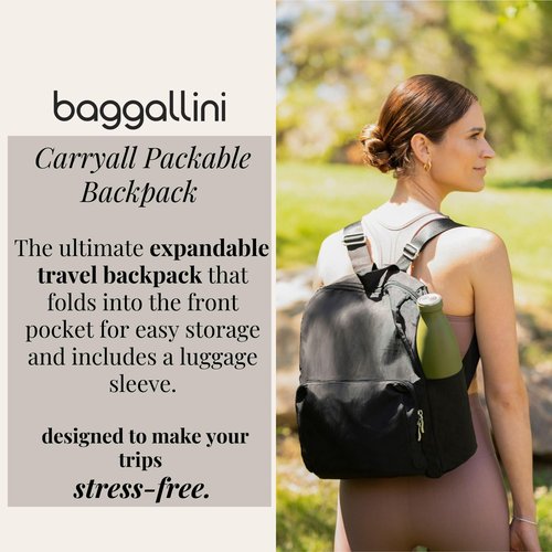 Baggallini Women's Carryall Packable Backpack, Black