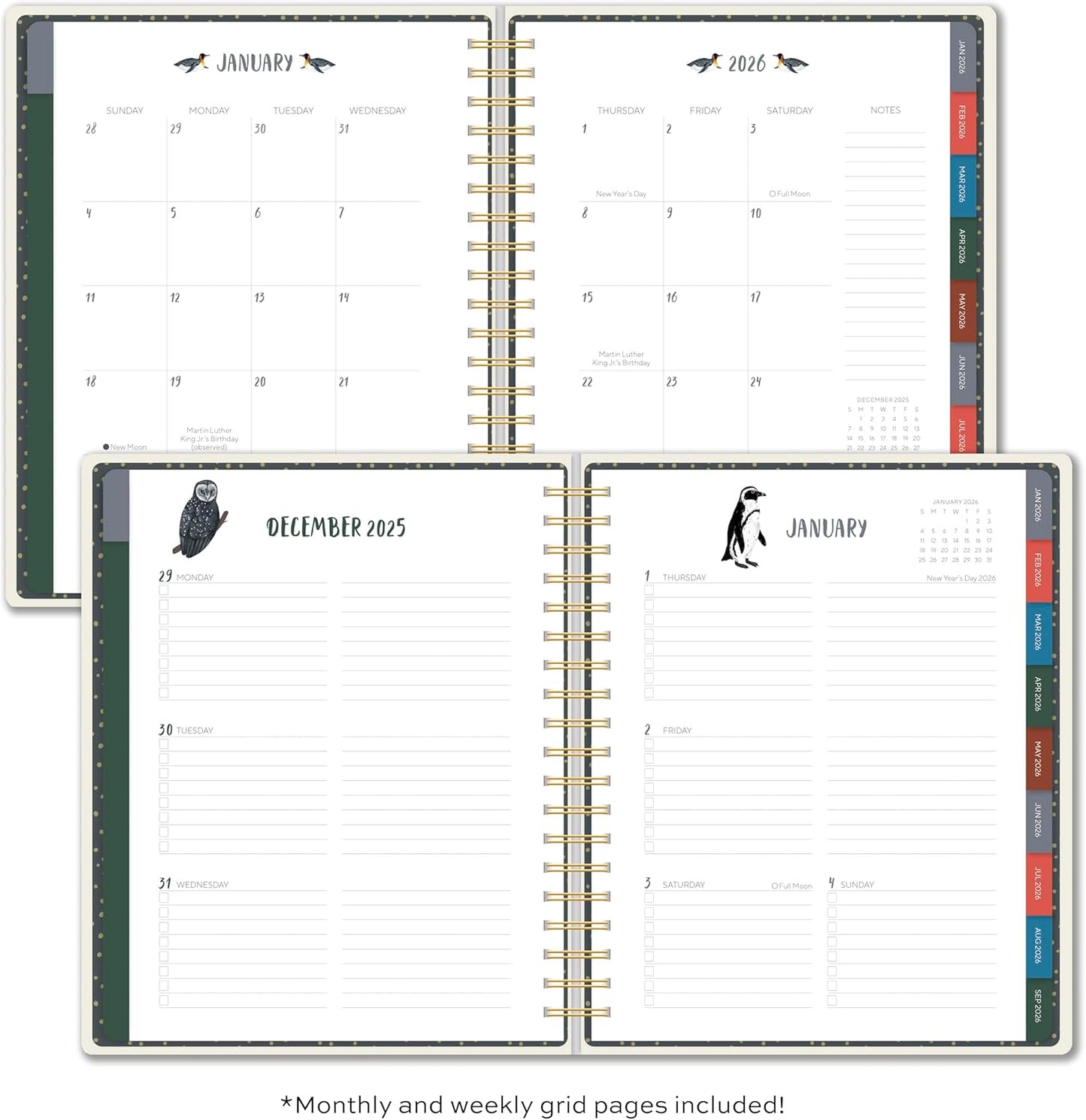 High Note Hardcover Academic Planner 2025-2026, Garden Bee, 9" x 10" 272 Pages, Daily Weekly Monthly Planner 2025-2026 August to December, Back to School Calendar Book for Teachers and Students