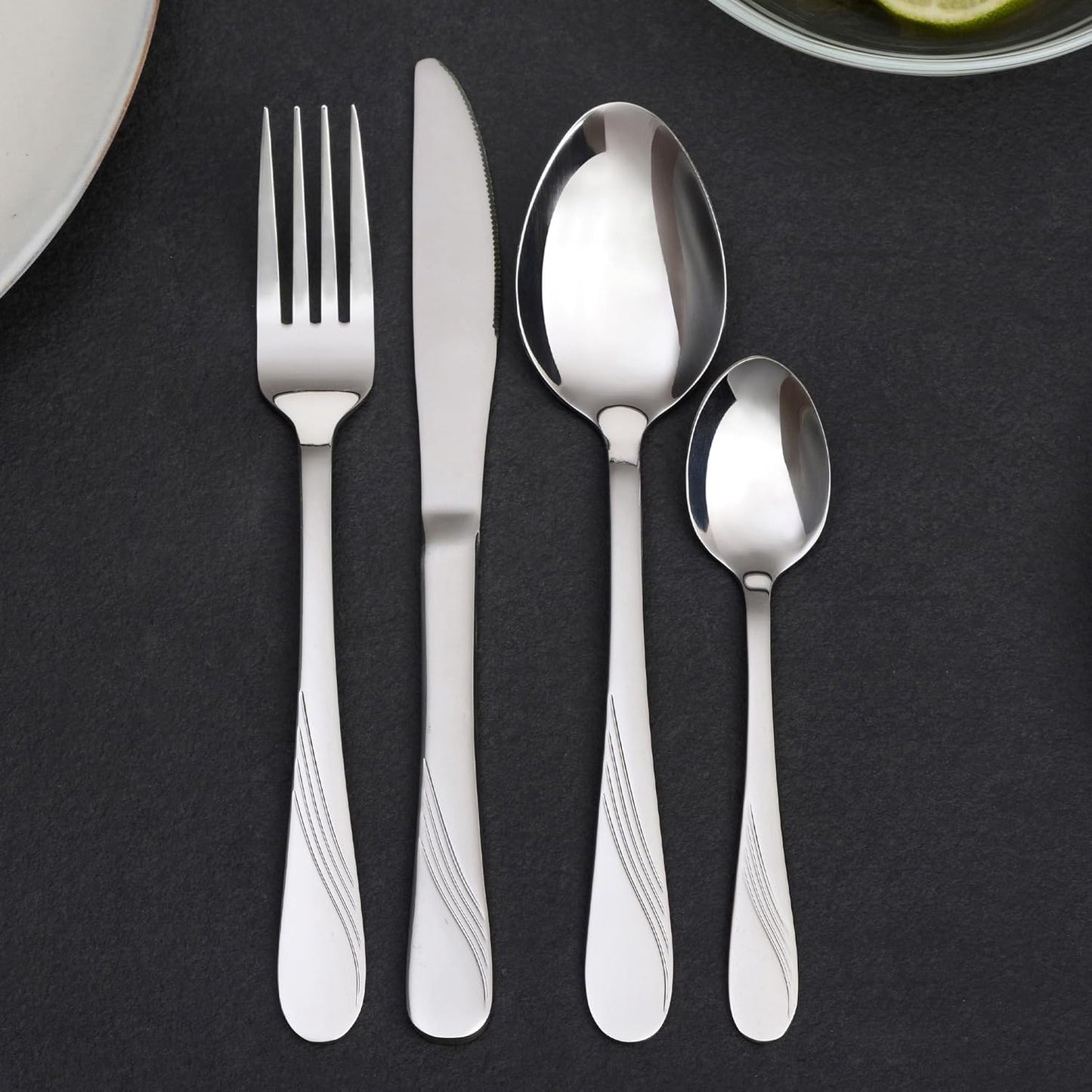 cutlery set for 6 persons made of stainless steel, table cutlery set, nickel free, stainless, hand polished, dishwasher safe - Stralsund Series