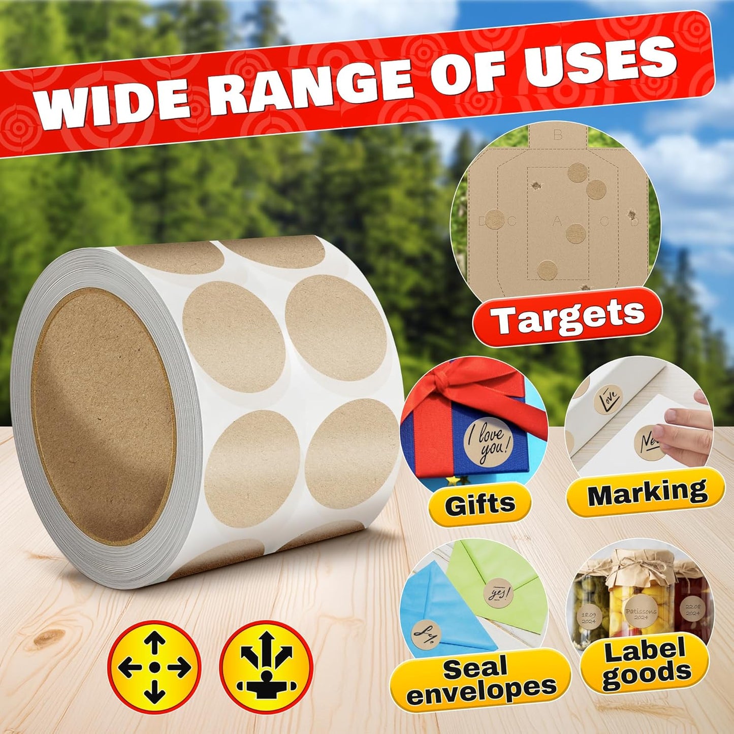 1000Pcs Cardboard Targets for Shooting - 1" IDPA Practice Dots Mini Targets for Pistol Range - Airsoft Stickers Archery Paster