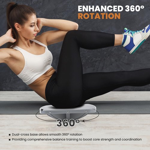 Professional Wooden Balance Board, 360 Degree Portable Wobble Board with Comfortable Surface, Standing Desk Rocker Board for Physical Therapy, Core Strength Stability Training (360 Degree-Gray)