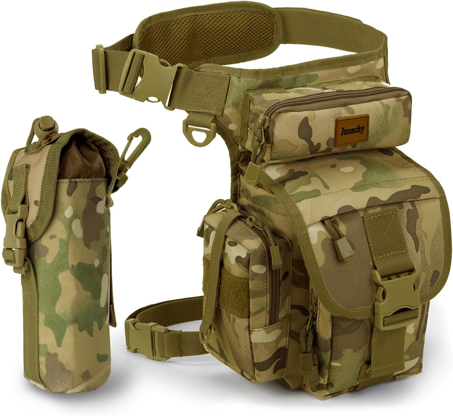 Jueachy Drop Leg Bag for Men Tactical Metal Detecting Thigh Pack with Water Bottle Pouch