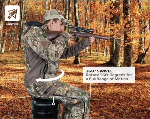 Hawk Ergo 360 Degree Bucket Top Seat - Silent Lightweight Comfortable Swiveling Portable Chair for Camping, Hunting, Fishing | Easily Mounts to Bucket