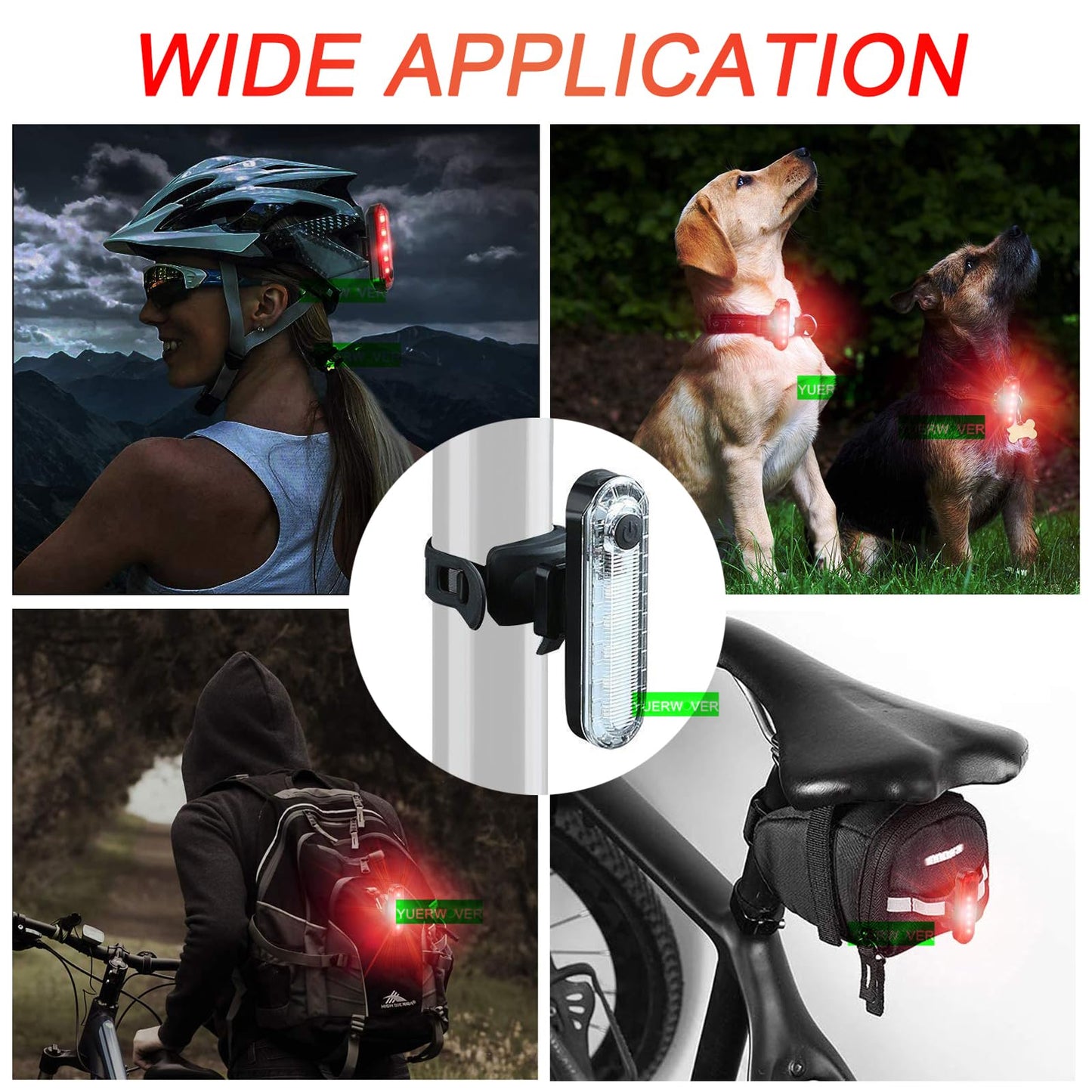 2 Pack USB Rechargeable LED Bike Tail Light Bicycle Rear Cycling Night Essential Reflector Seat Back Safety Lamp 4 Modes Waterproof Bright Warning Flash MTB Light for Men Women Kids (White)