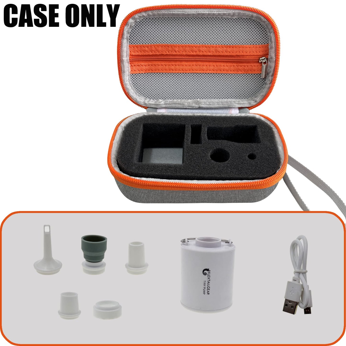 LeoTube Case Compatible with FLEXTAILGEAR Tiny Pump X Portable Air Pump, Storage Holder for 5Pcs Nozzle and Charging Cable (Case Only)