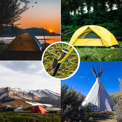 Tent Pile,Luminous Ring Storage Bag(8 Pieces) Sturdy Heavy Steel Tent Pile Ground Nail Metal Pile, Suitable for Outdoor Mountain Camping and Hiking (25cm)