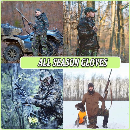 Taeku Camo Gloves Lightweight Full Finger Hunting Camouflage Accessories Pro Anti-Slip Fishing Gloves Archery Accessories Hunting Outdoors (Thickening L)