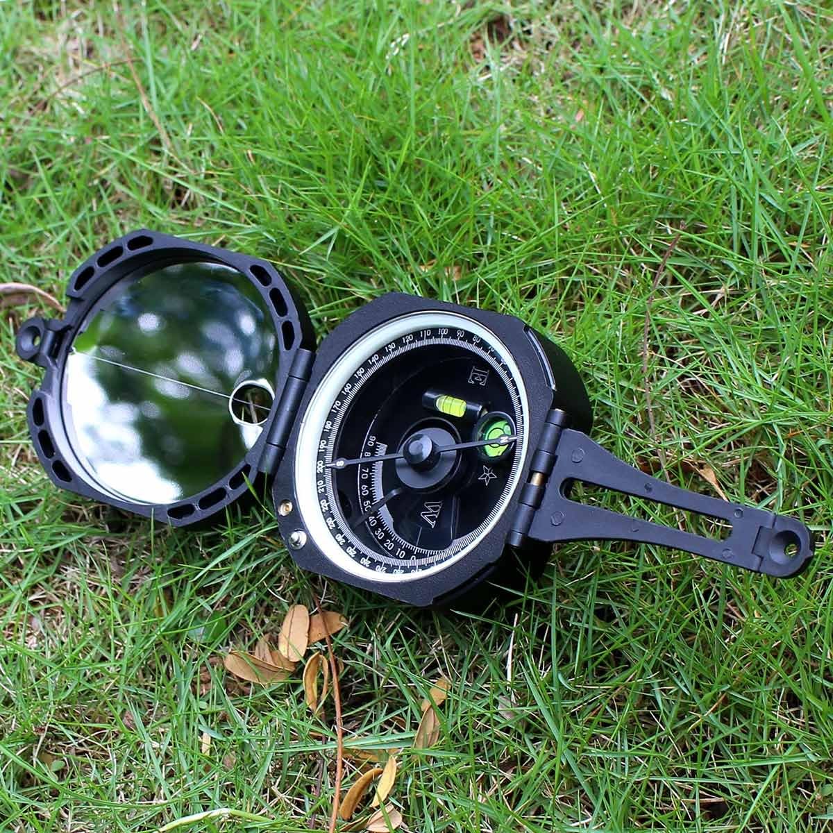 SVBONY Camping Military Compass Pocket Transit Multifunction Compass Lensatic Sighting Fluorescent Waterproof for Hunting Hiking with Strap