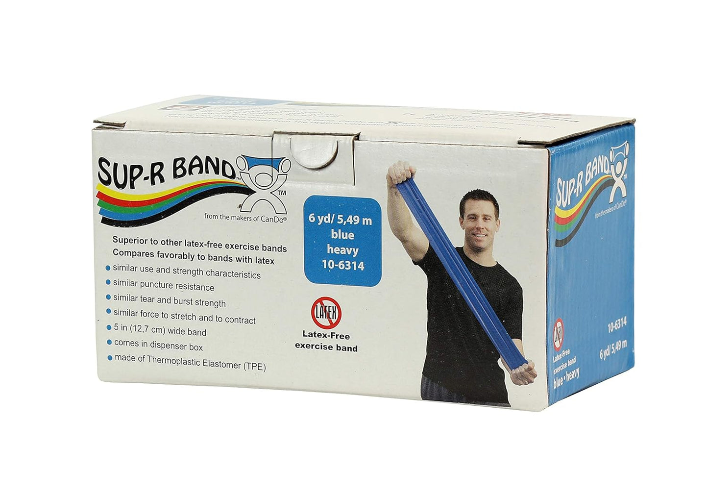 CanDo 10-6323 Sup-R Latex Free Exercise Band, 50yds Length, Green-Medium