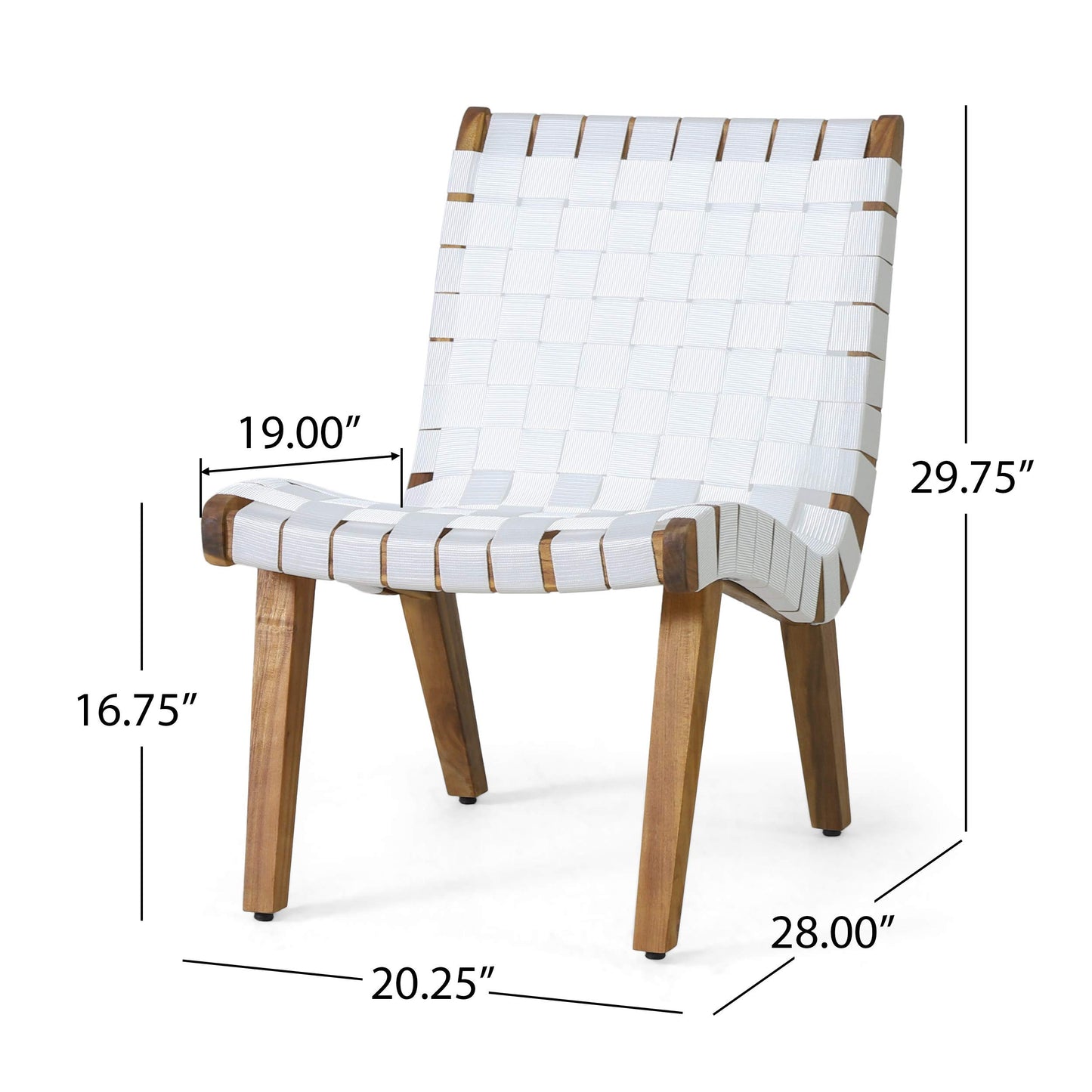Christopher Knight Home Charlotter Outdoor Lounge Chair, White + Teak