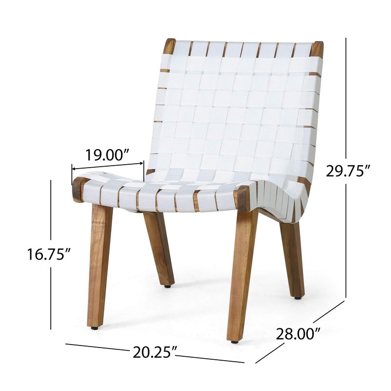Christopher Knight Home Charlotter Outdoor Lounge Chair, White + Teak