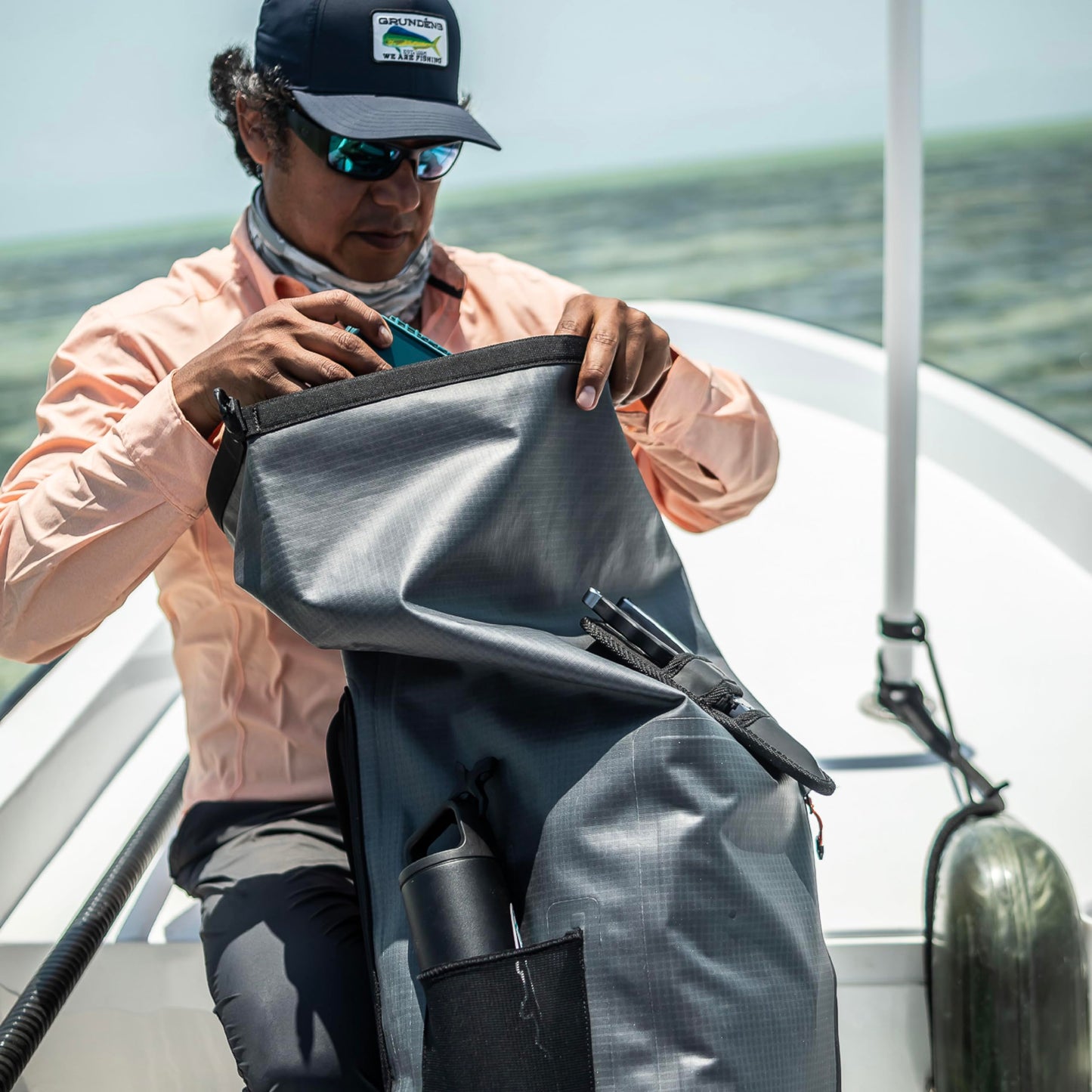 Grundéns Wayward Roll Top Backpack | Waterproof, 38L, Anchor