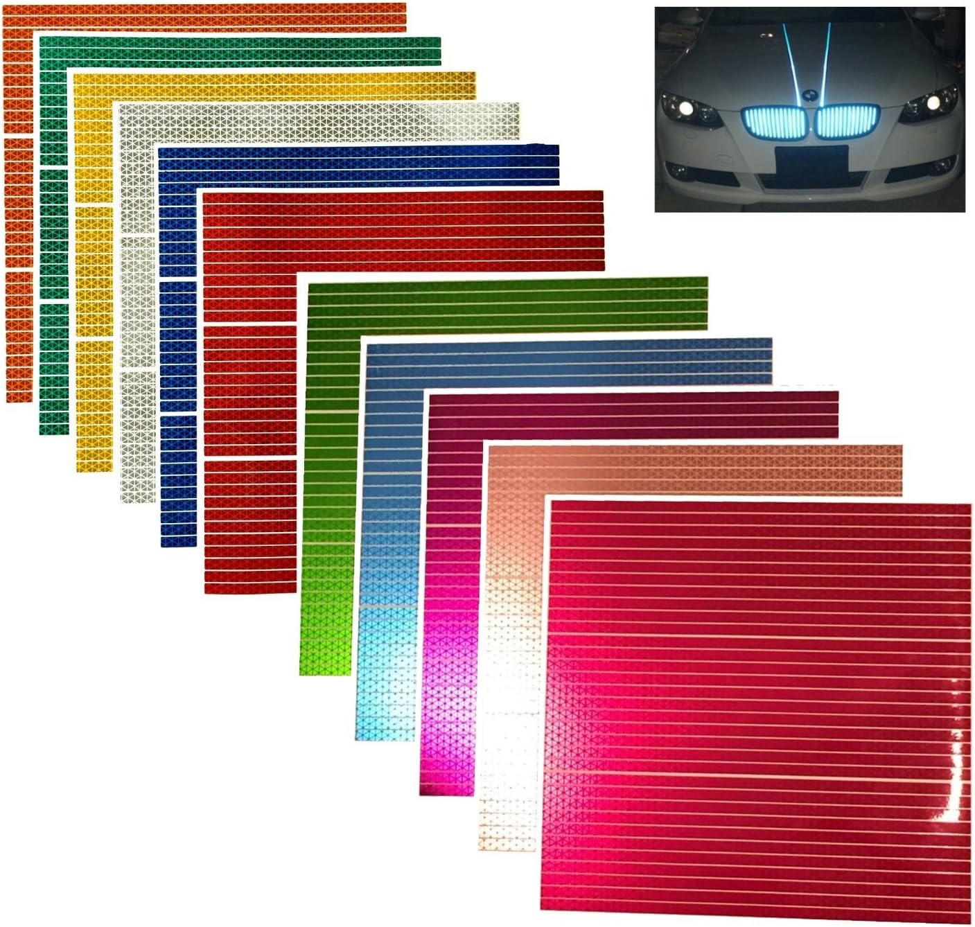 customTAYLOR33 High Intensity Reflective Straight Strips - (33) 12" Strips (Many Colors) (Red)