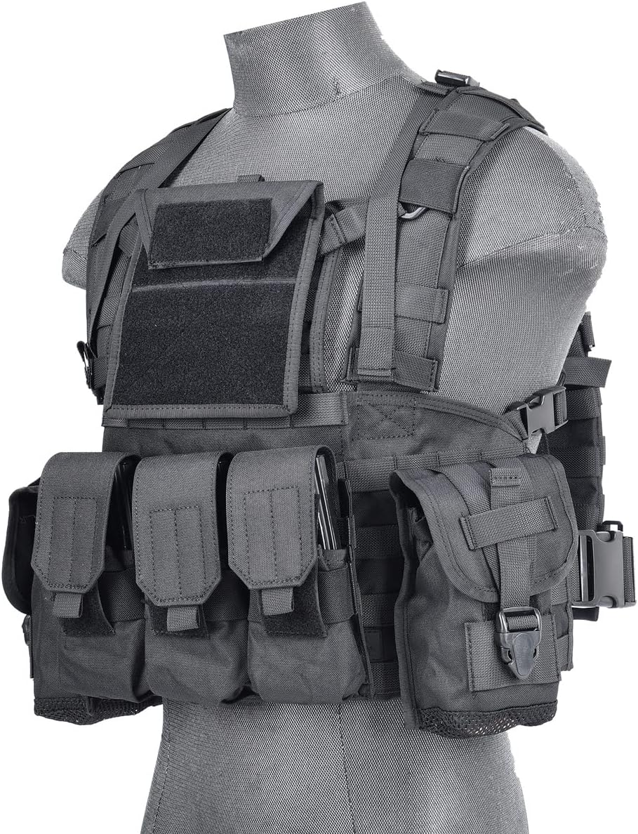Lancer Tactical Airsoft Paintball Vest M4 M16 MOLLE Modular Chest Rig w/Quick Release Buckles (Small to Extra Large)
